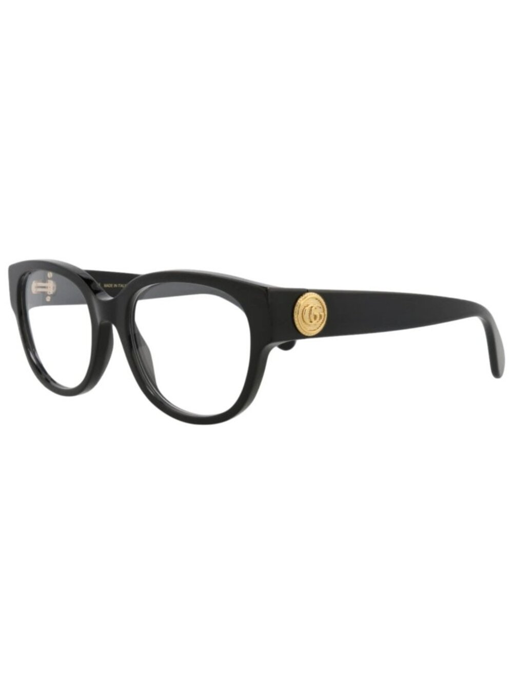 New Gucci Women's Eyeglasses Round Oval Recycled Acetate Frame Black Black